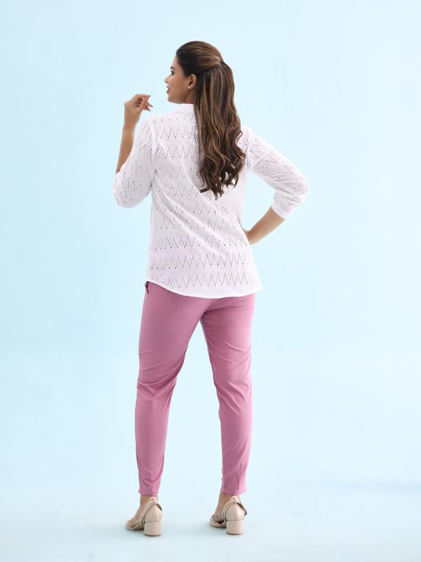 GO COLORS Women's Tapered Fit Cotton Pants (8905344118300_Purple_M)