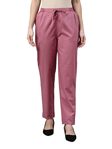 GO COLORS Women's Tapered Fit Cotton Pants (8905344118300_Purple_M)