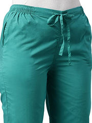 GO COLORS Womens Tapered Fit Cotton Cotton Pants (Peacock Green_L)