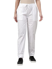 GO COLORS Women's Tapered Fit Cotton Pants (8905344119208_White_L)