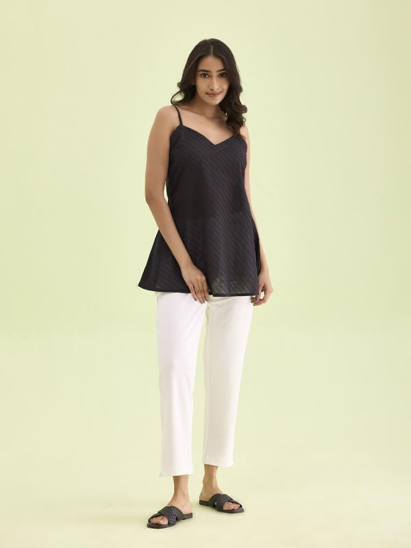 GO COLORS Women Cream Mid Rise Regular Fit Cotton Kurti Pant
