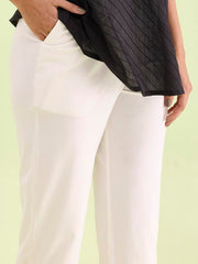 GO COLORS Women Cream Mid Rise Regular Fit Cotton Kurti Pant