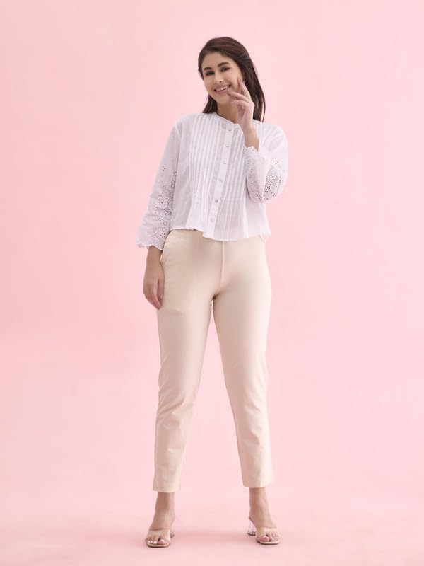 Go Colors_Women_Kurti Pant_Ecru_