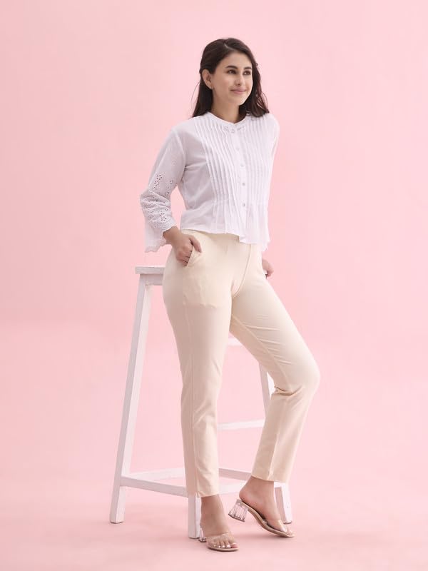 Go Colors_Women_Kurti Pant_Ecru_