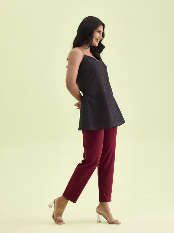 GO COLORS Women Maroon Mid Rise Regular Fit Cotton Kurti Pants