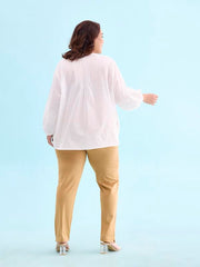 GO COLORS Women Cream Mid Rise Regular Fit Cotton Kurti Pant