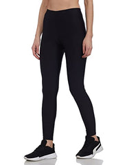 GO COLORS Shimmer Ankle Length Leggings for Women | Smooth Nylon Finish, Mid Rise, Black