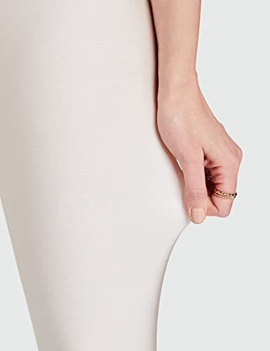 GO COLORS Shimmer Ankle Length Leggings for Women | Smooth Nylon Finish, Mid Rise, Cream