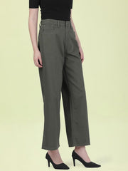 GO COLORS Soft Cotton-Tencel Blend Twill Wide Pants Full Length for Women| Breathable, High Rise, Olive Green