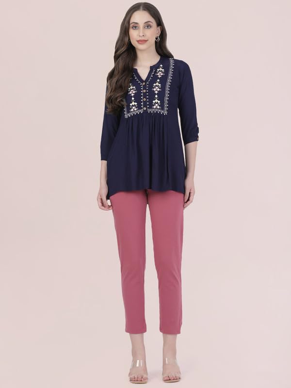 GO COLORS Soft Cotton Stretch Kurti Pants Full Length for Women| Breathable, Mid Rise, Light Wine