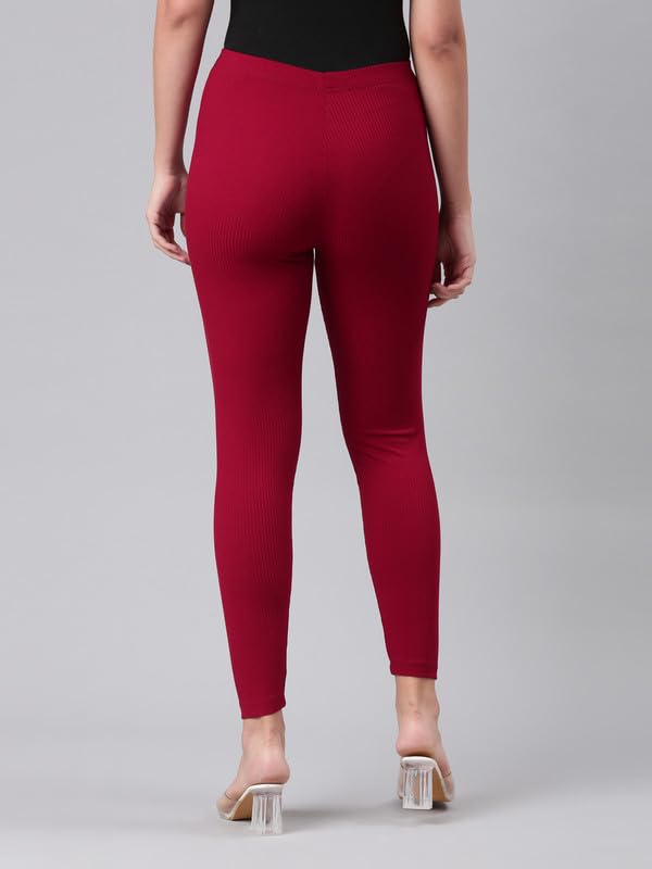 GO COLORS Soft Cotton Stretch Ankle Length Leggings for Women | Breathable, Mid Rise, Bright Red- 4X