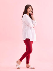 GO COLORS Soft Cotton Stretch Ankle Length Leggings for Women | Breathable, Mid Rise, Bright Red- 4X