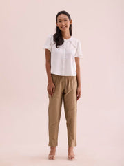 GO COLORS Women Gold Mid Rise Modal Metallic Pant - 2XL