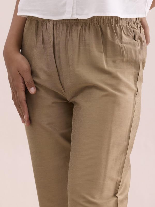 GO COLORS Women Gold Mid Rise Modal Metallic Pant - 2XL