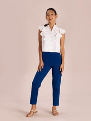 GO COLORS Women Solid Royal Mid Rise Regular Fit Kurti Pants