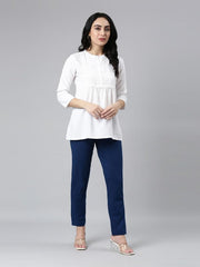 GO COLORS Women Solid Royal Mid Rise Regular Fit Kurti Pants