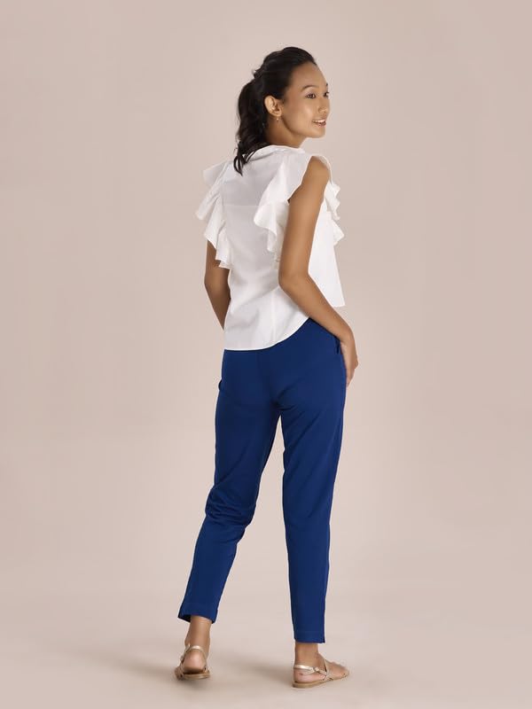 GO COLORS Women Solid Royal Mid Rise Regular Fit Kurti Pants