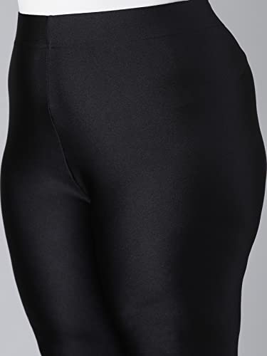 GO COLORS Shimmer Churidar for Women | Smooth Nylon Finish, Mid Rise, Black