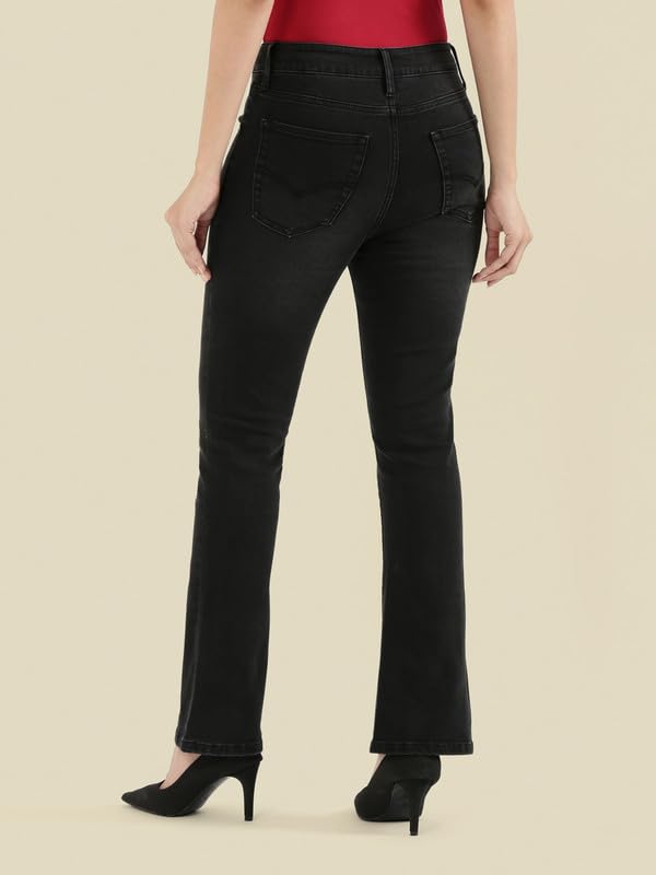 GO COLORS Soft Cotton Blend Bootcut Jeans Full Length for Women| Breathable, Mid Rise, Black