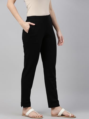 GO COLORS Women Black Mid Rise Cotton Kurti Pant - 3XL