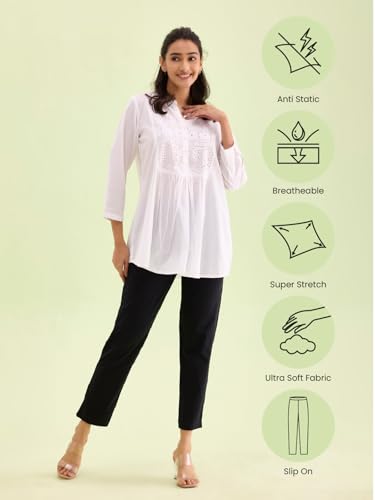 GO COLORS Women Black Mid Rise Cotton Kurti Pant - 3XL