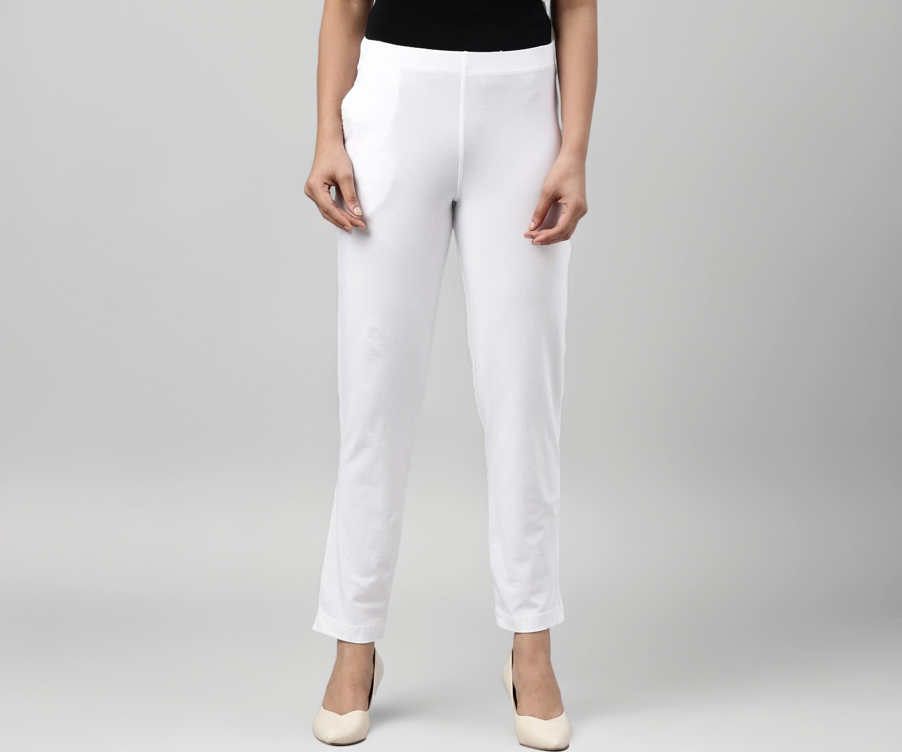 GO COLORS_Women_Kurti Pant Plus_White_3P
