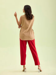 GO COLORS Women Solid Cherry Cotton Pencil Pant