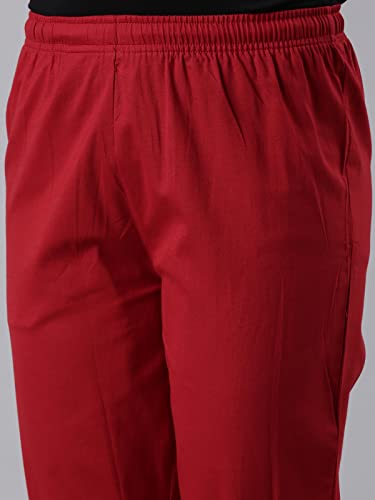 GO COLORS Women Solid Cherry Cotton Pencil Pant
