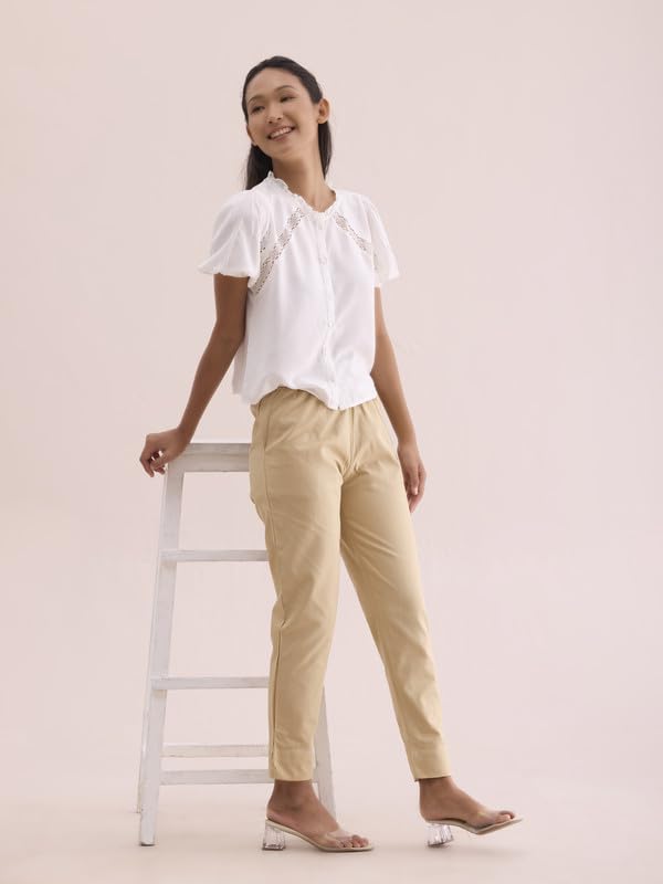 Go Colors_Women_Pencil Pant_Light Beige_M
