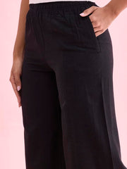 GO COLORS_Women_Linen Palazzo_Black_M