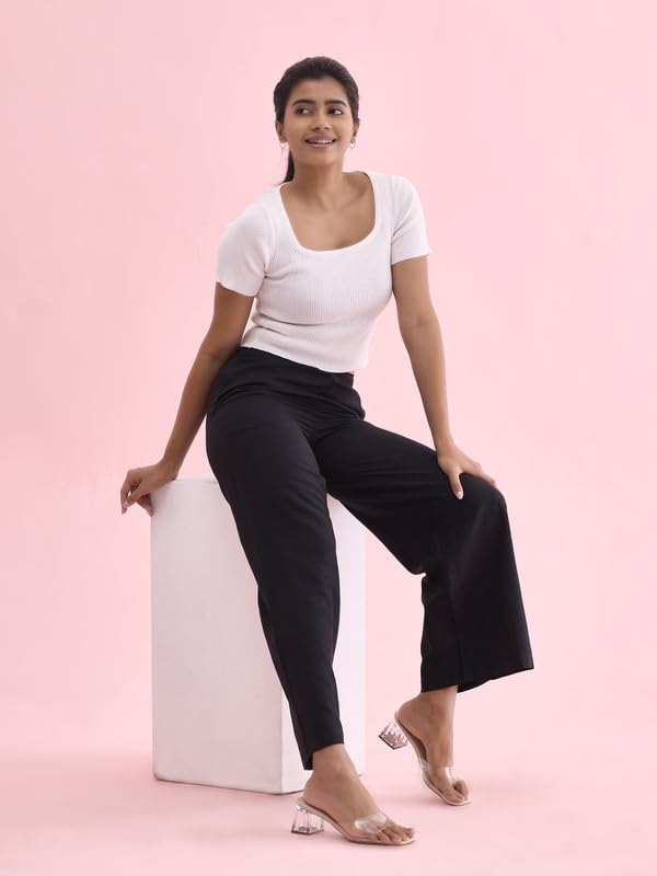 GO COLORS_Women_Linen Palazzo_Black_M