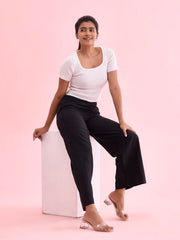 GO COLORS_Women_Linen Palazzo_Black_XL