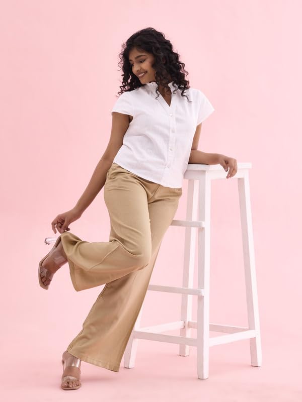 GO COLORS_Women_Linen Palazzo_Wheat_M