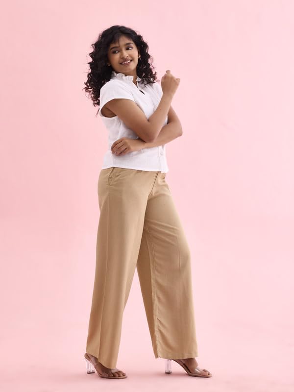GO COLORS_Women_Linen Palazzo_Wheat_XL