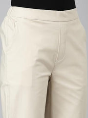 Go Colors Women Solid Tapered Fit Chino Pants, Mid Rise, Cream_8905344180222_Off White_XL