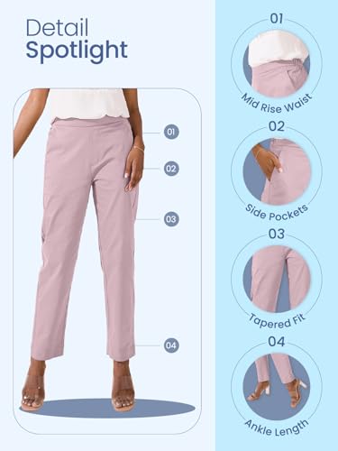 Go Colors Women Solid Tapered Fit Chino Pants, Mid Rise, Light Beige_8905344123595_Beige_L