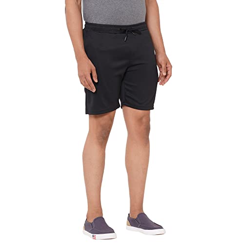 Black men's cotton solid short from Sweet Dreams, sporty bermuda hosiery, comfortable and casual for everyday wear.