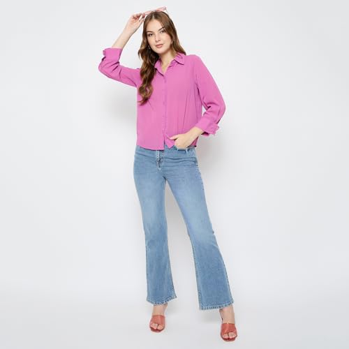 Madame Solid Fucshia Pink Shirt