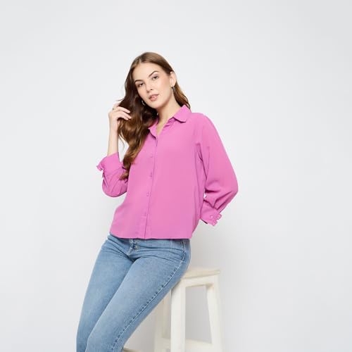 Madame Solid Fucshia Pink Shirt