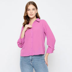 Madame Solid Fucshia Pink Shirt