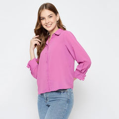 Madame Solid Fucshia Pink Shirt