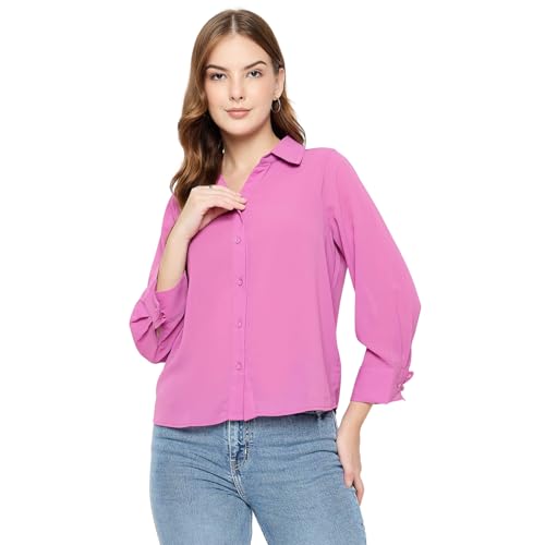 Madame Solid Fucshia Pink Shirt