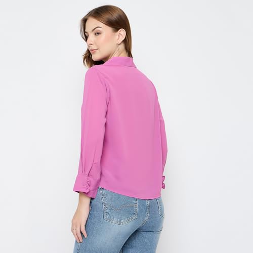 Madame Solid Fucshia Pink Shirt
