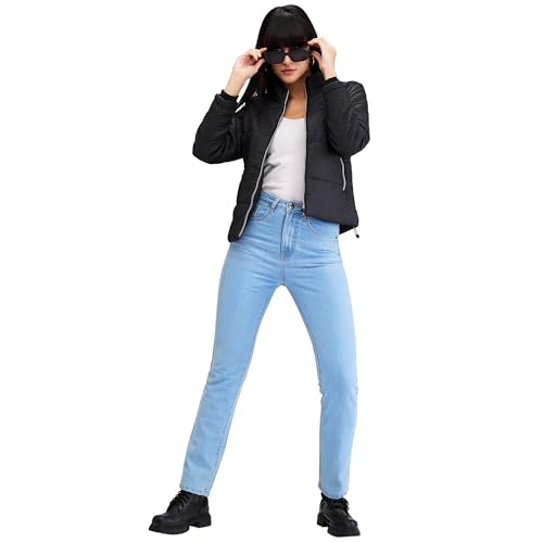 Spykar Black Full Sleeves Solid Jacket for Women