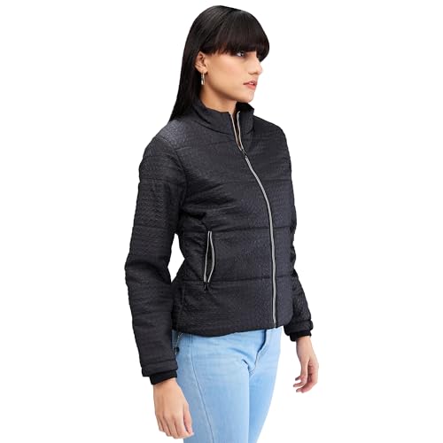 Spykar Black Full Sleeves Solid Jacket for Women