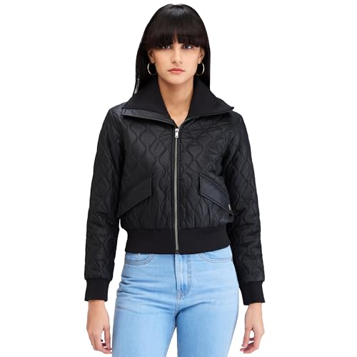 Spykar Black Full Sleeves Solid Jacket for Women