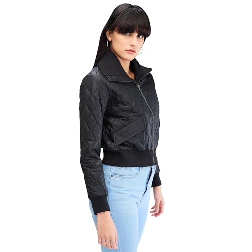Spykar Black Full Sleeves Solid Jacket for Women