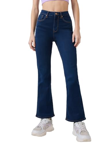 Spykar Women's Boot Cut Fit High Rise Casual Jeans (Size: 28)-WDELI2BD311-Dark Blue