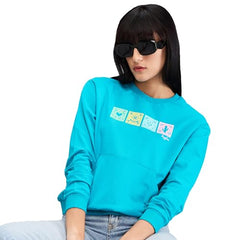 Spykar Green Full Sleeves Regular Fit Solid Sweat Shirts for Women