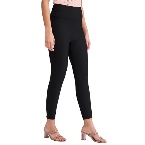 Spykar Black Skinny Fit High Rise Knit Track Pant for Women